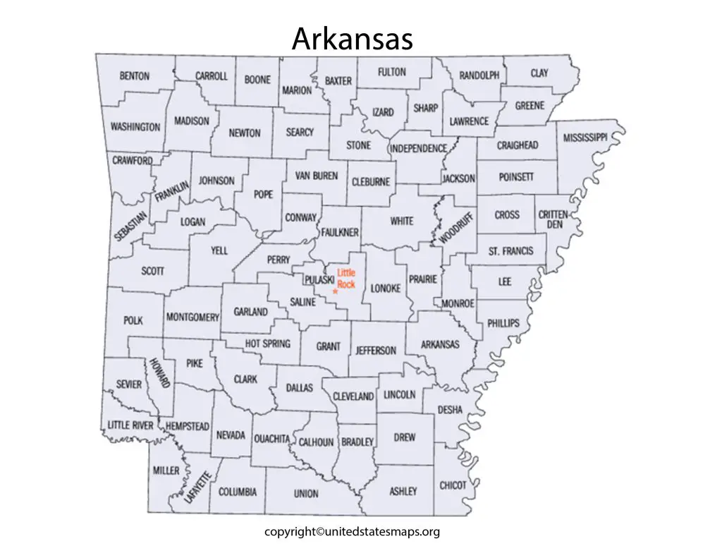 Arkansas Map with Counties