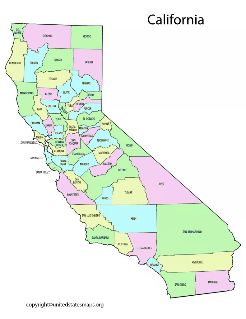 California County Map | County Map of California with Cities