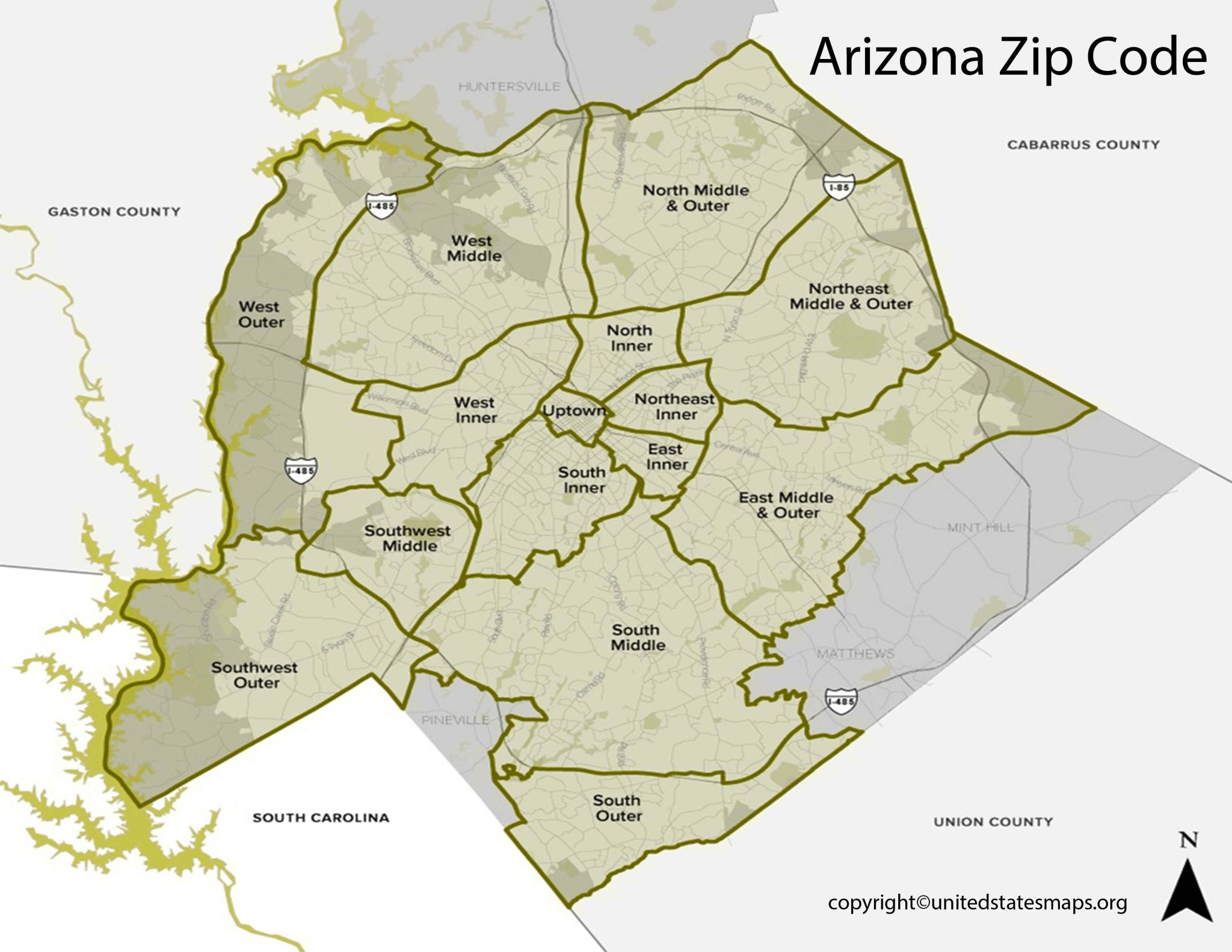 Charlotte Zip Code Map Map Of Charlotte With Zip Codes