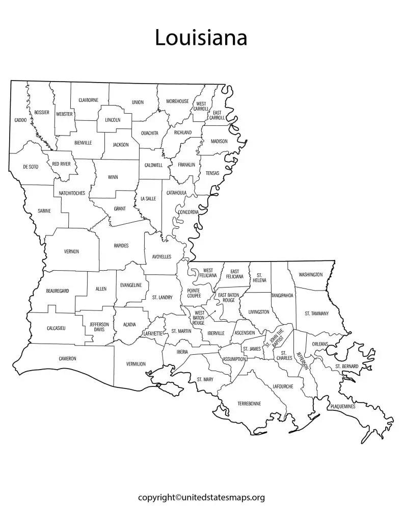 Counties in Louisiana Map