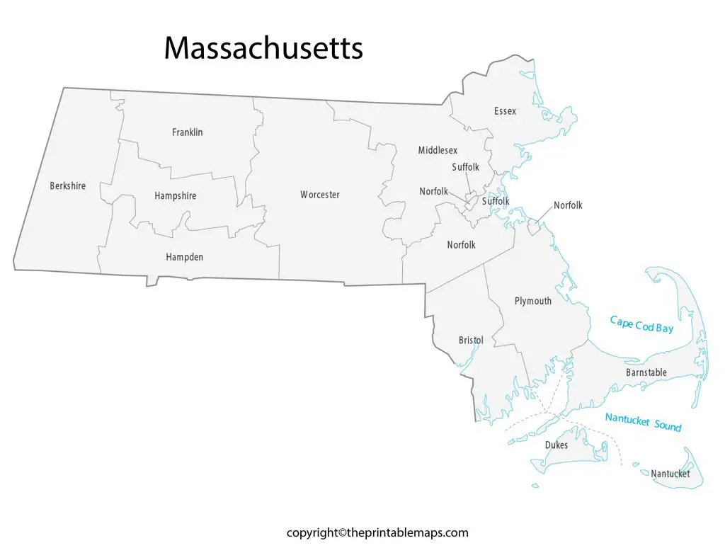 Counties in Massachusetts Map