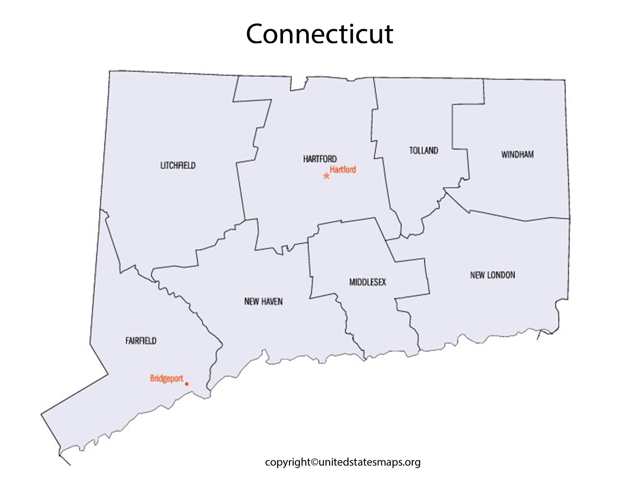 Connecticut County Map | Map of Connecticut by County