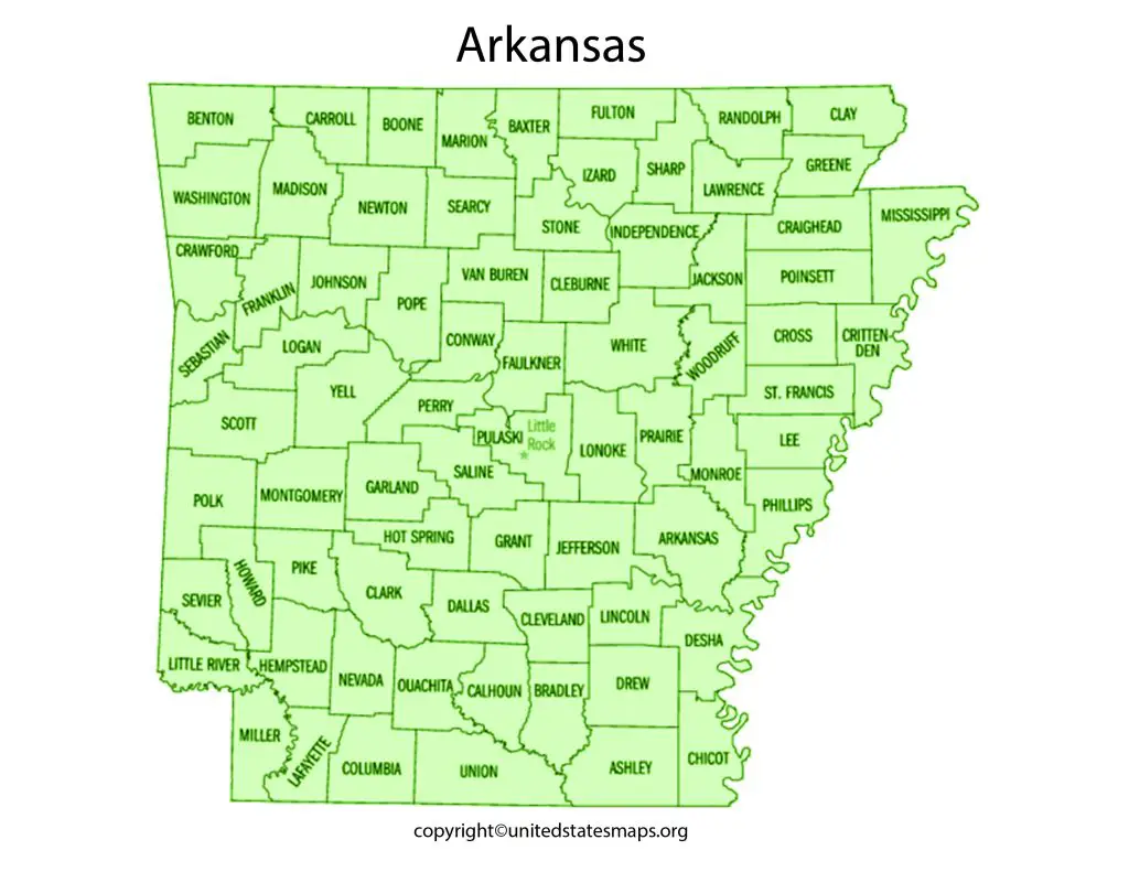 County Map of Arkansas