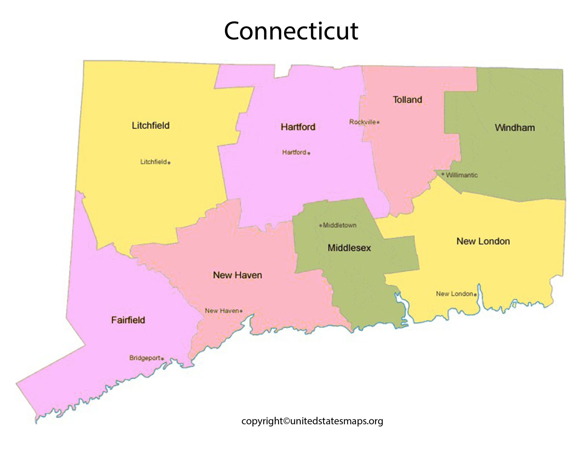 Connecticut County Map | Map of Connecticut by County