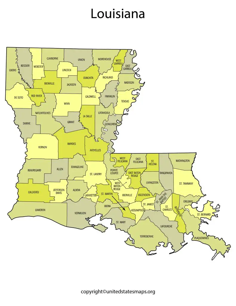 County Map of Louisiana