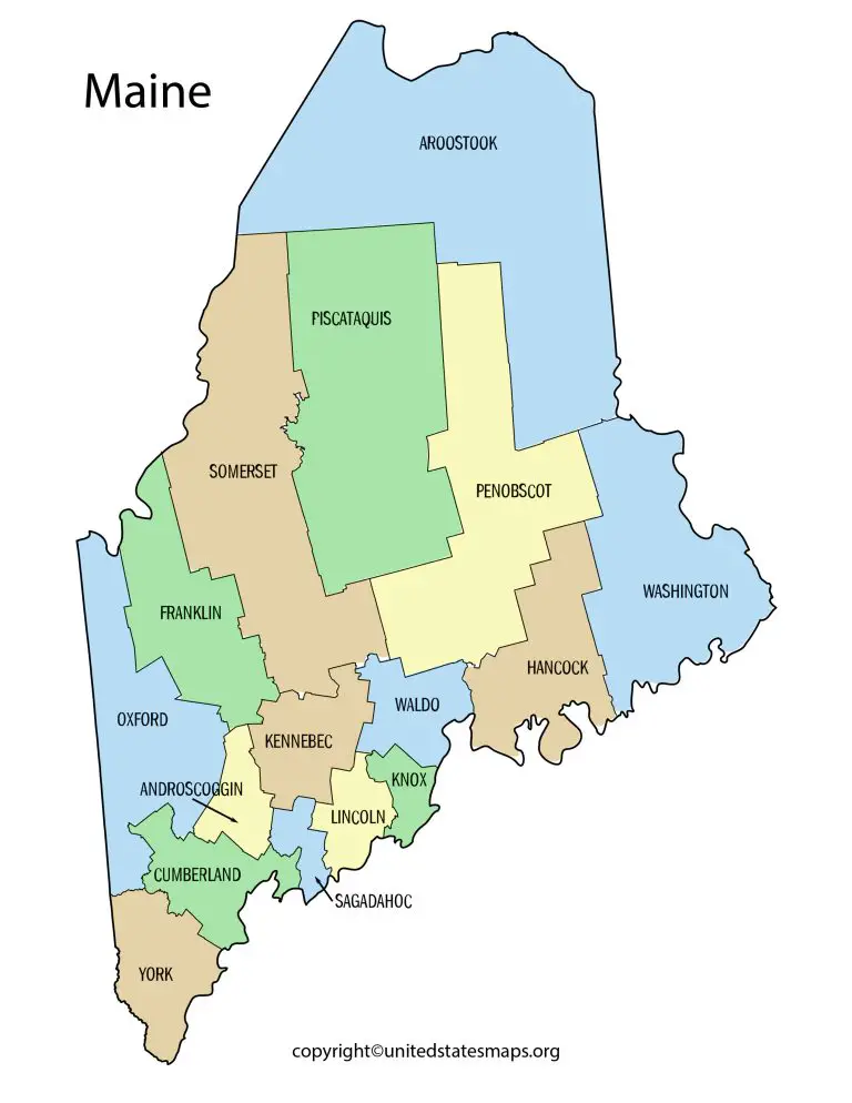 Maine County Map | Map of Counties in Maine with Cities