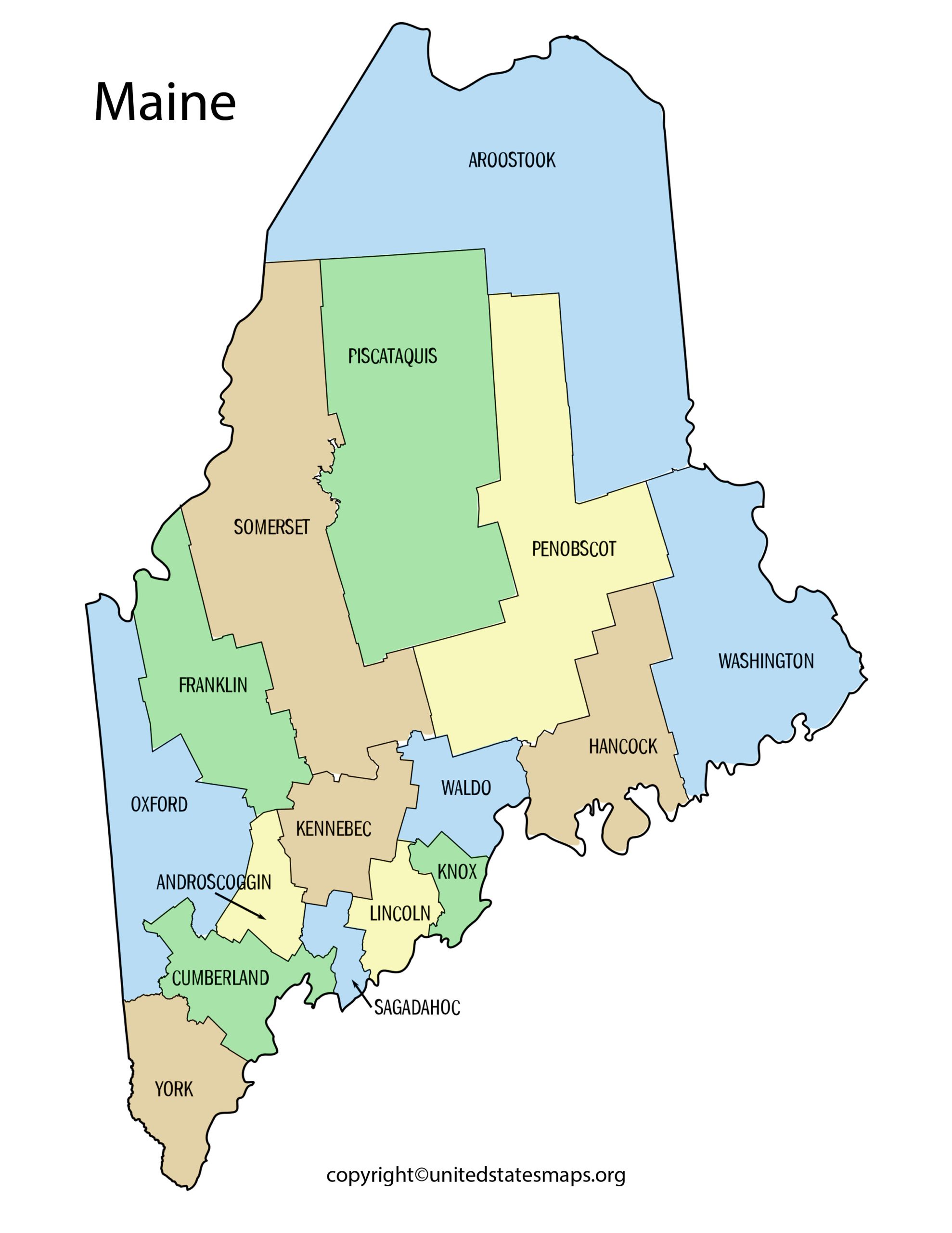 Maine County Map | Map of Counties in Maine with Cities