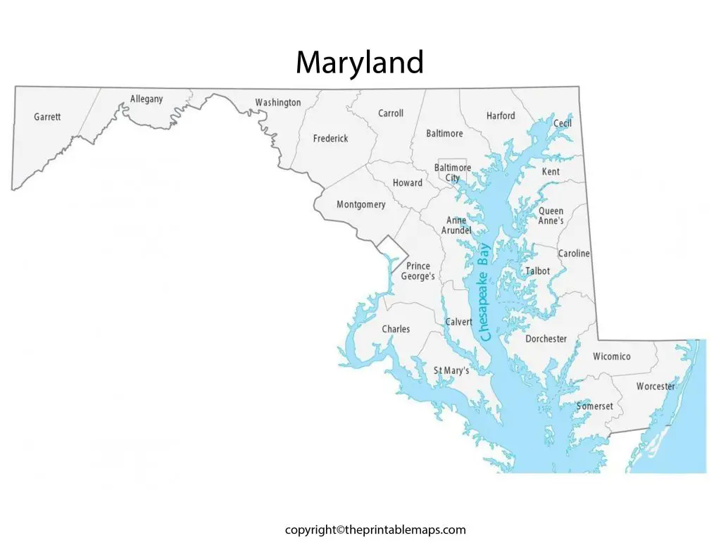 County Map of Maryland