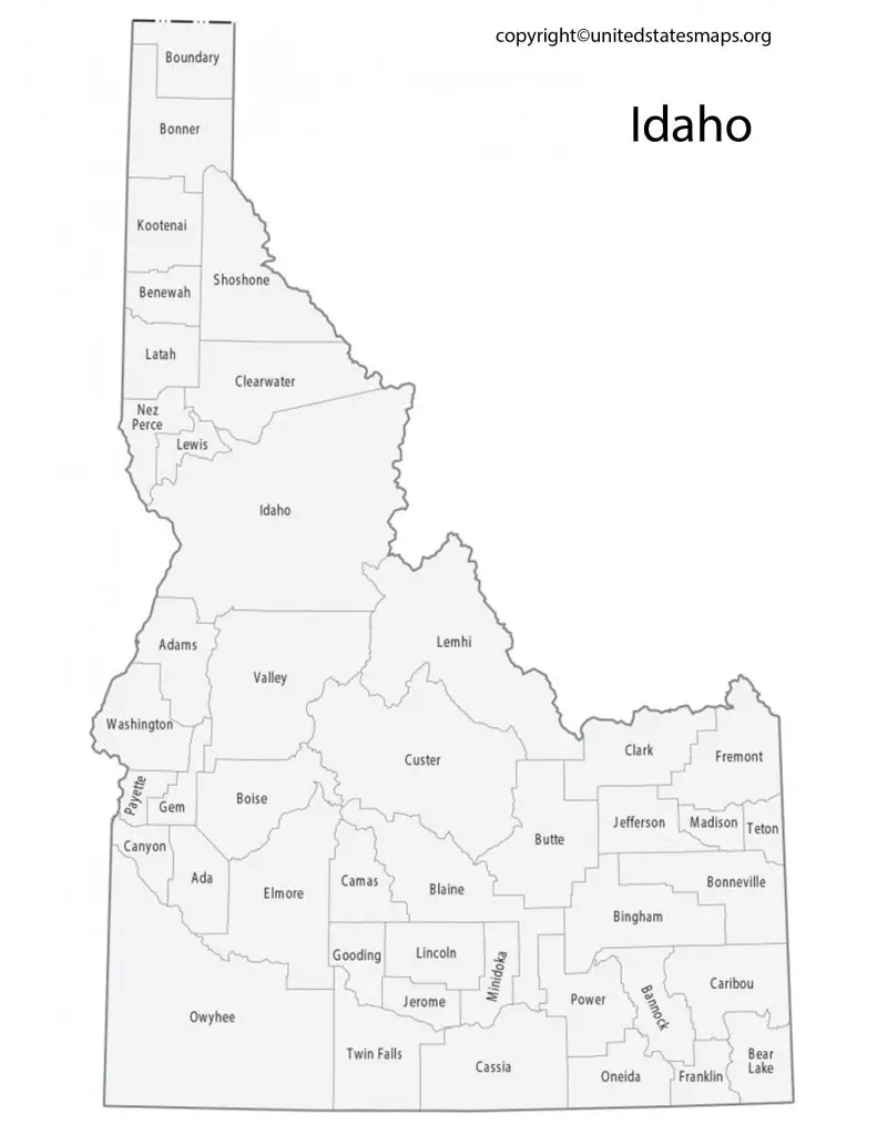 Idaho Map with Counties