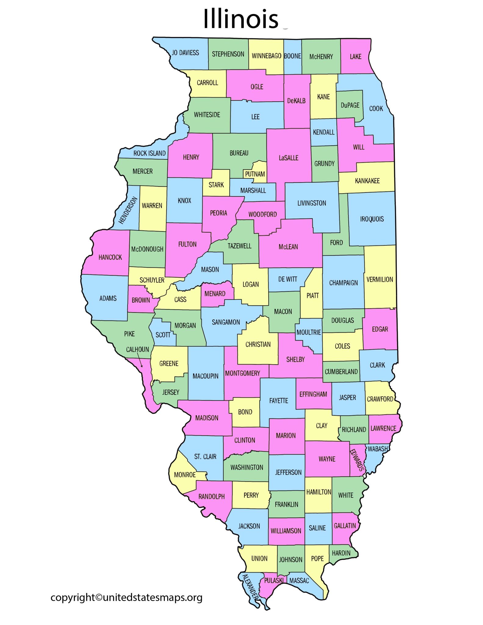 Illinois County Map Map Of Illinois Counties With Cities