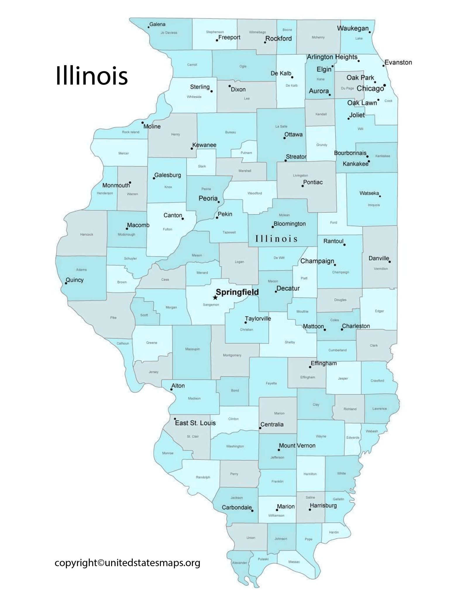 Illinois County Map | Map of Illinois Counties with Cities