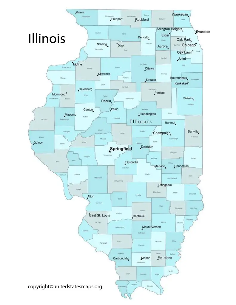 Illinois Map with Counties