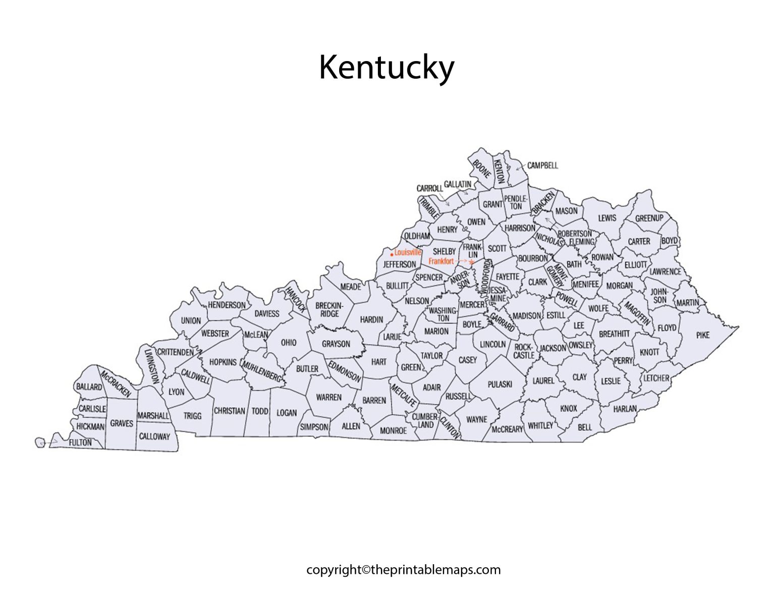 Kentucky County Map | County Map of Kentucky