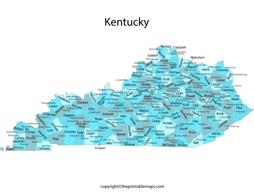 Kentucky Map with Counties