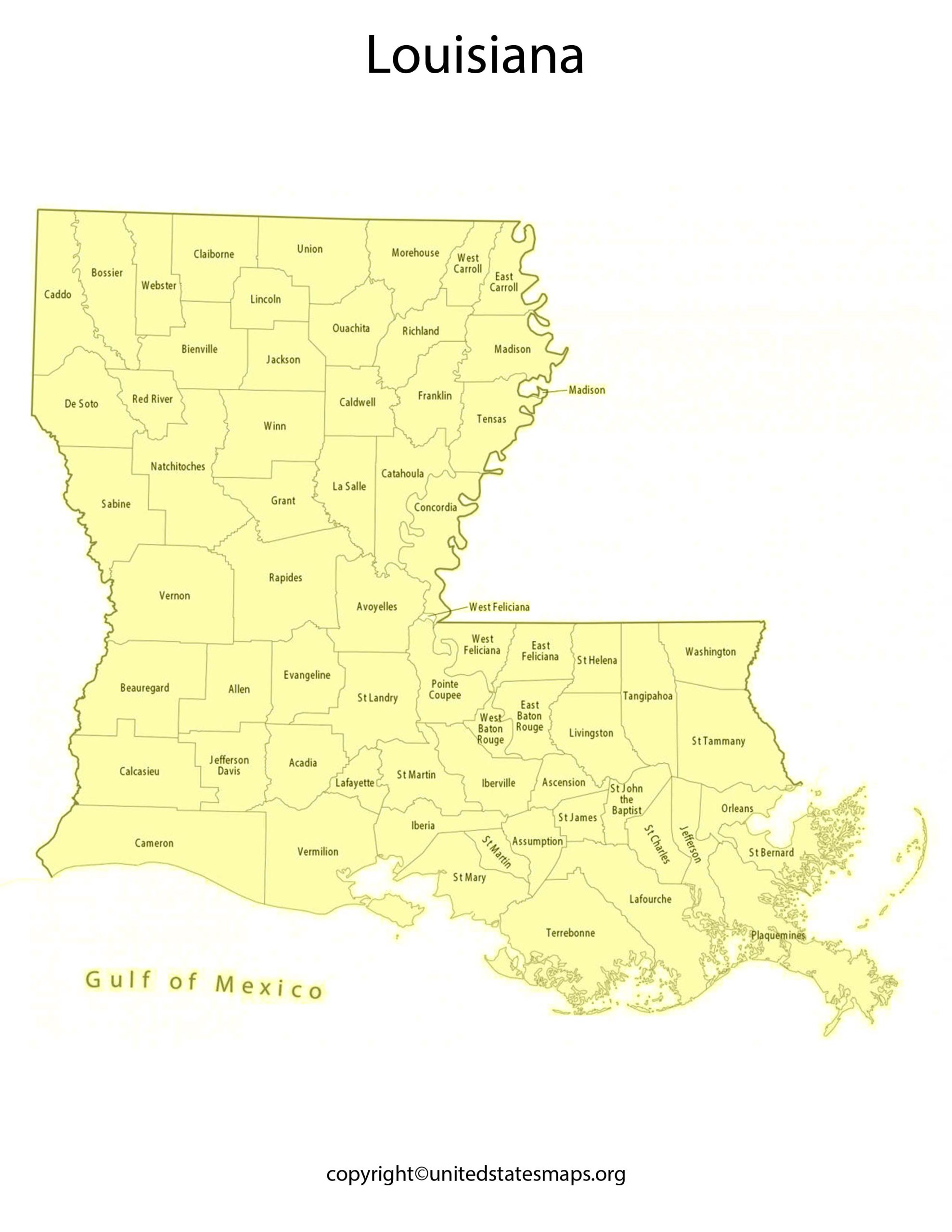 Louisiana County Map | Counties in Louisiana Map