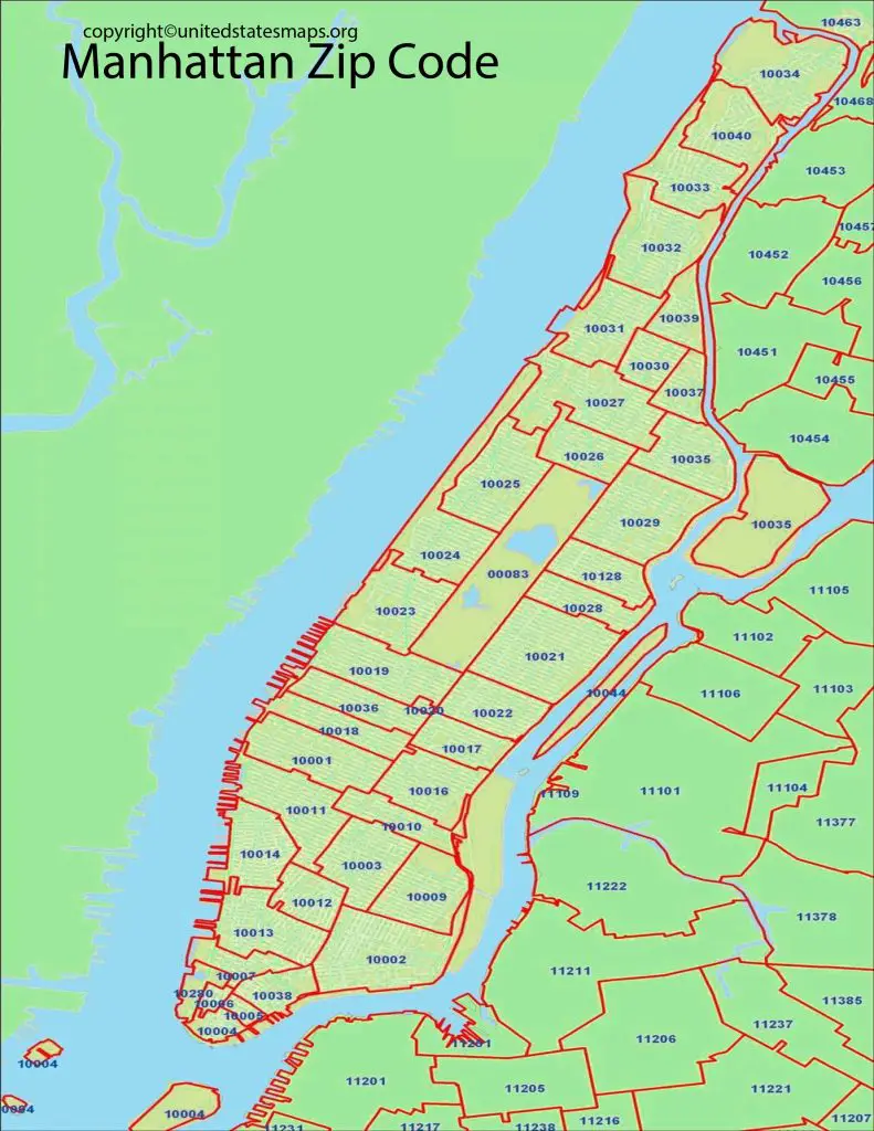 Manhattan Map by Zip Code