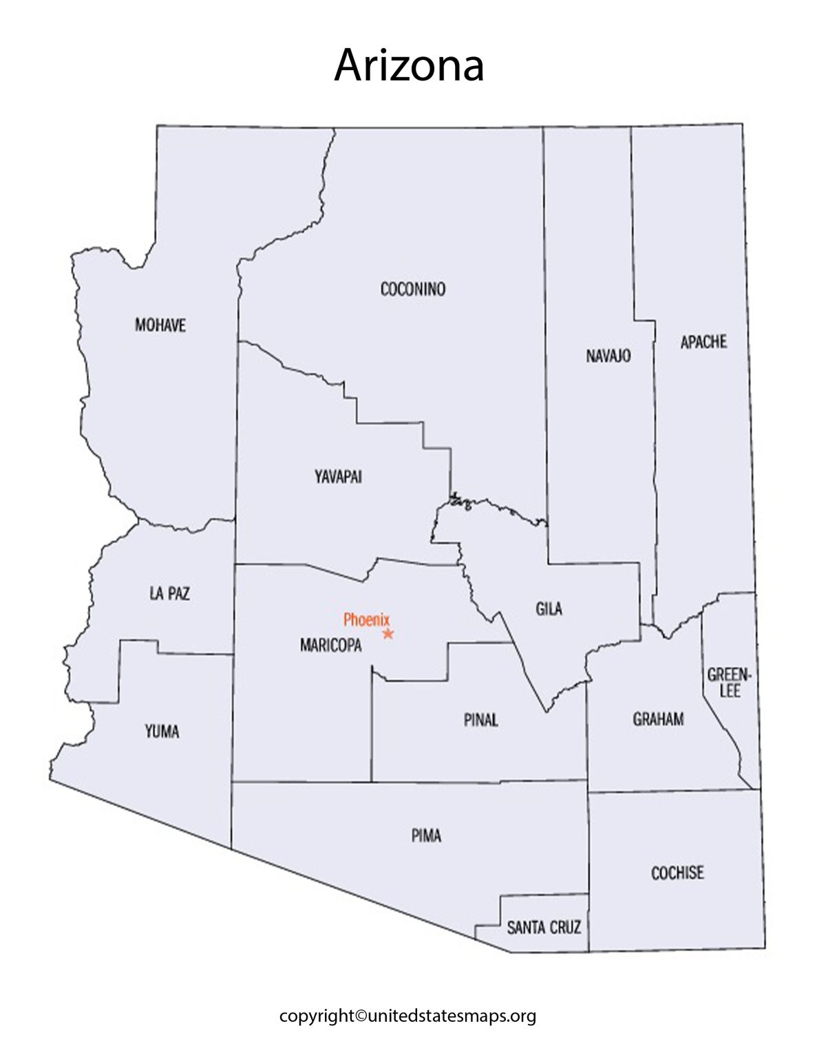 Arizona County Map | County Map of Arizona with Cities