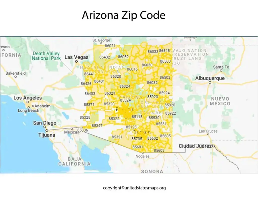 Map of Arizona by Zip Code