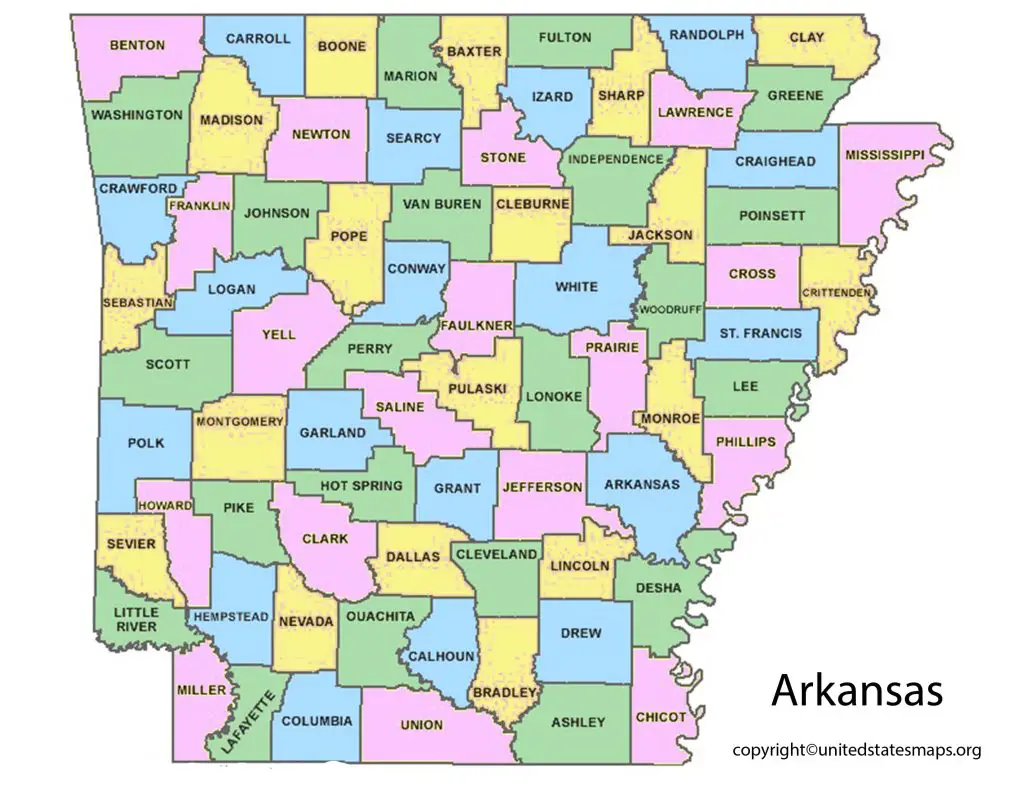 Map of Arkansas Counties