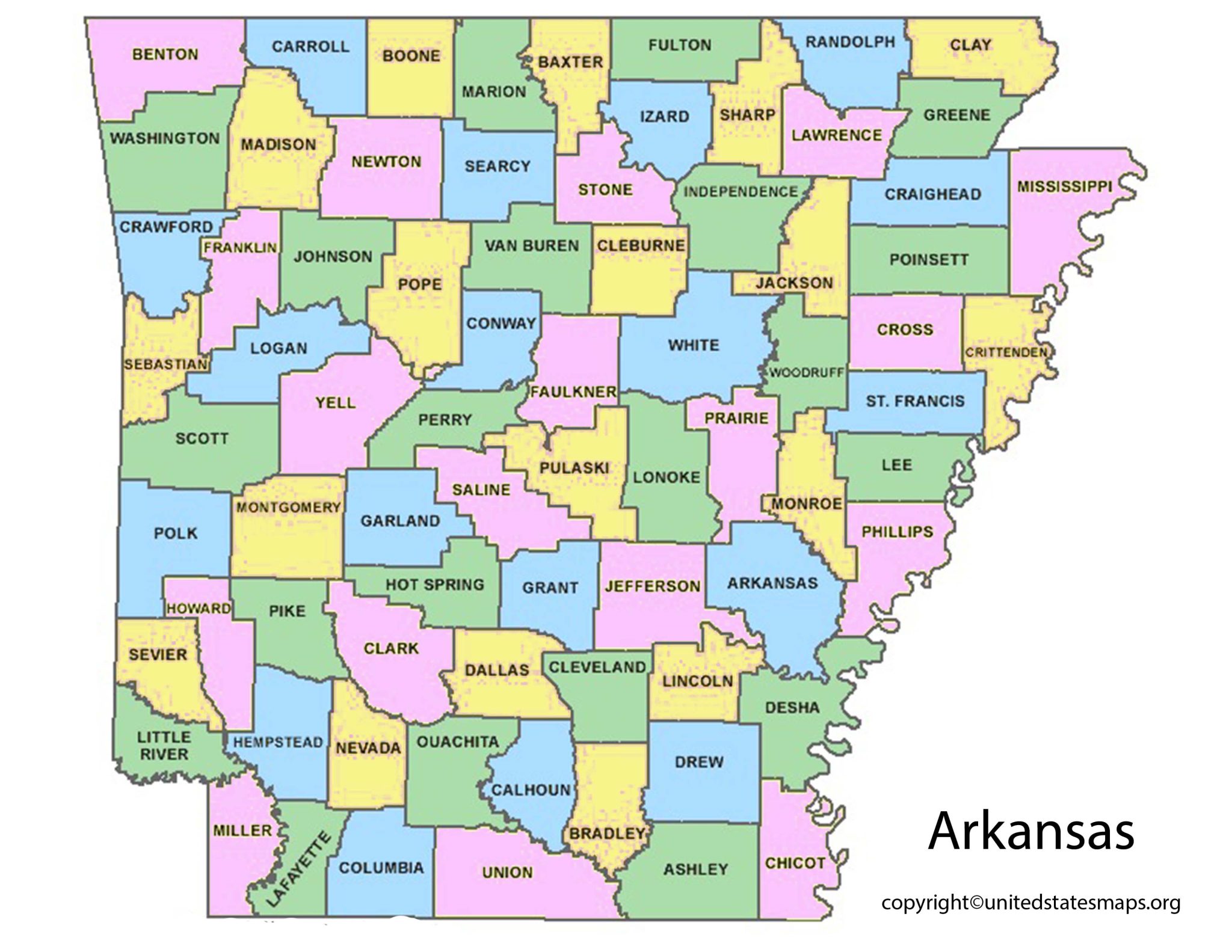 Arkansas County Map | Map of Arkansas Counties