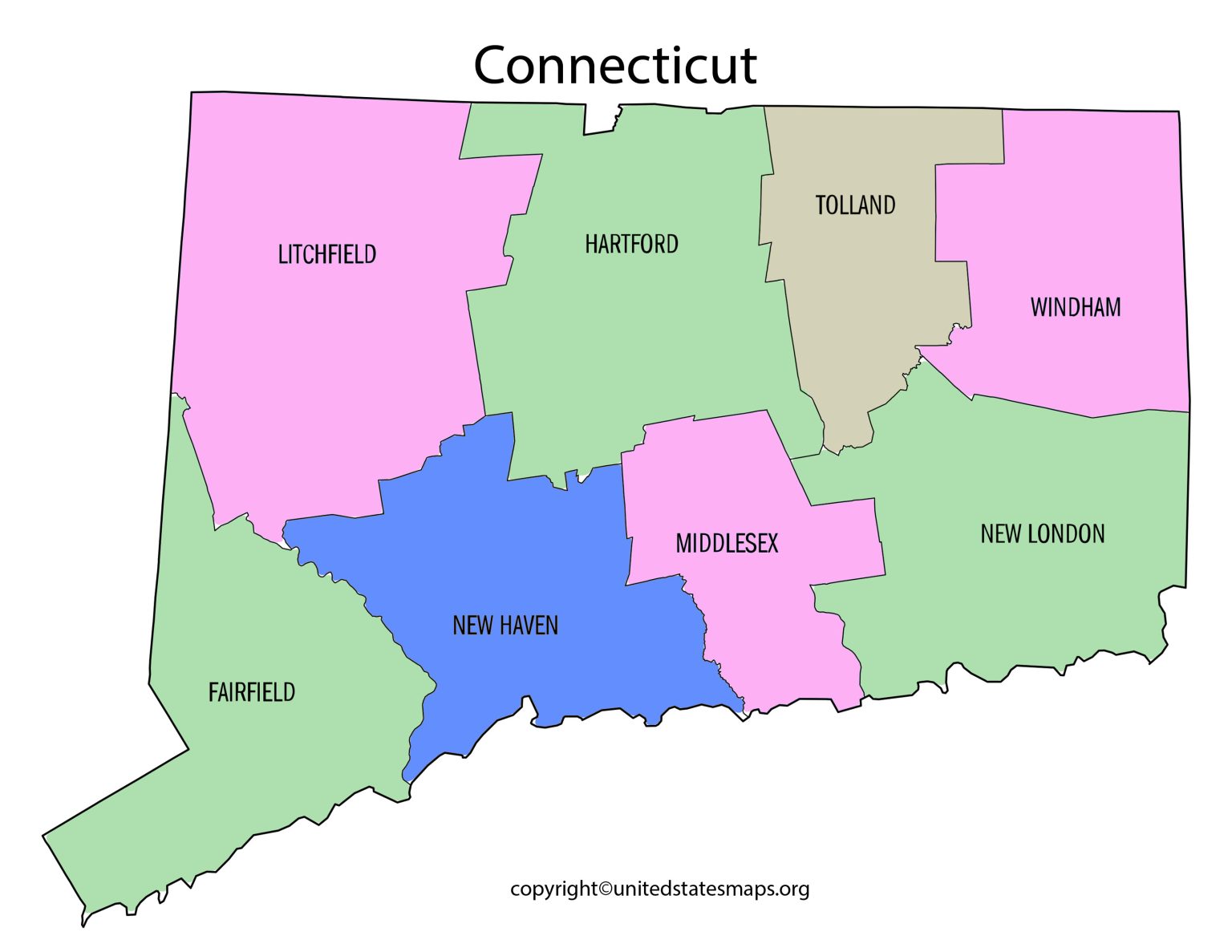 Connecticut County Map | Map of Connecticut by County