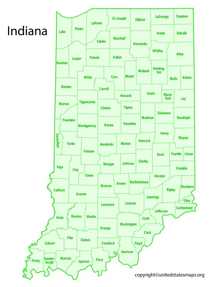 Indiana County Map | Map of Counties in Indiana