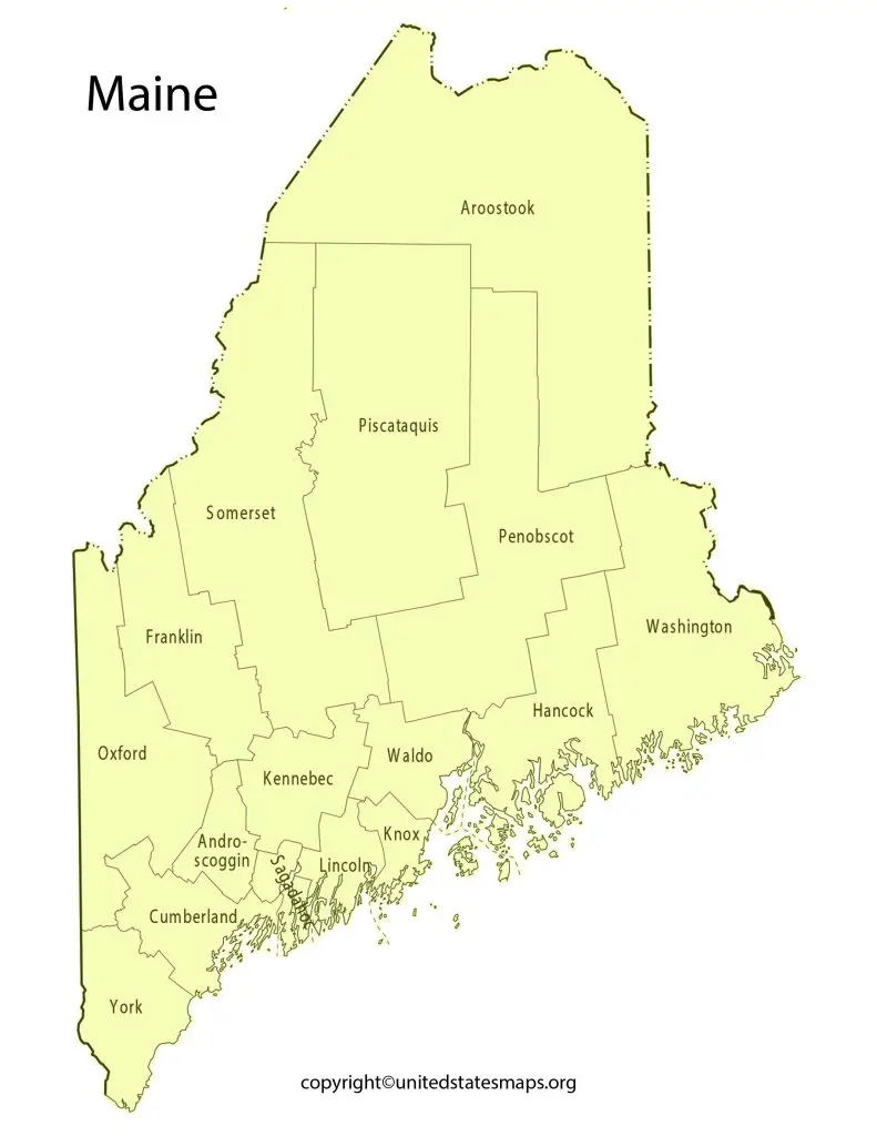 Map of Counties in Maine