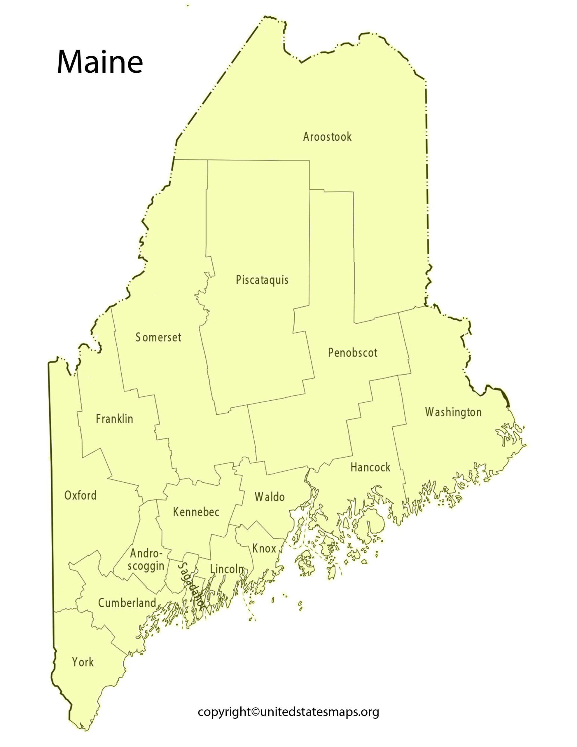 Maine County Map | Map of Counties in Maine with Cities