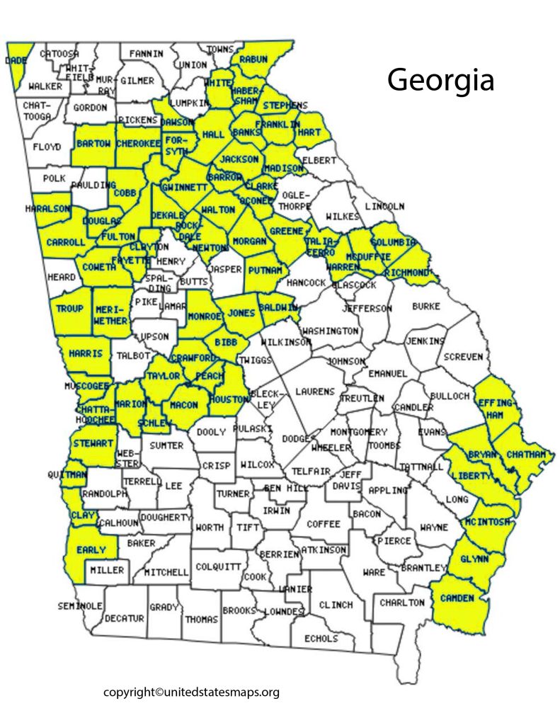 Georgia County Map Map Of Counties In Georgia With Cities 6600