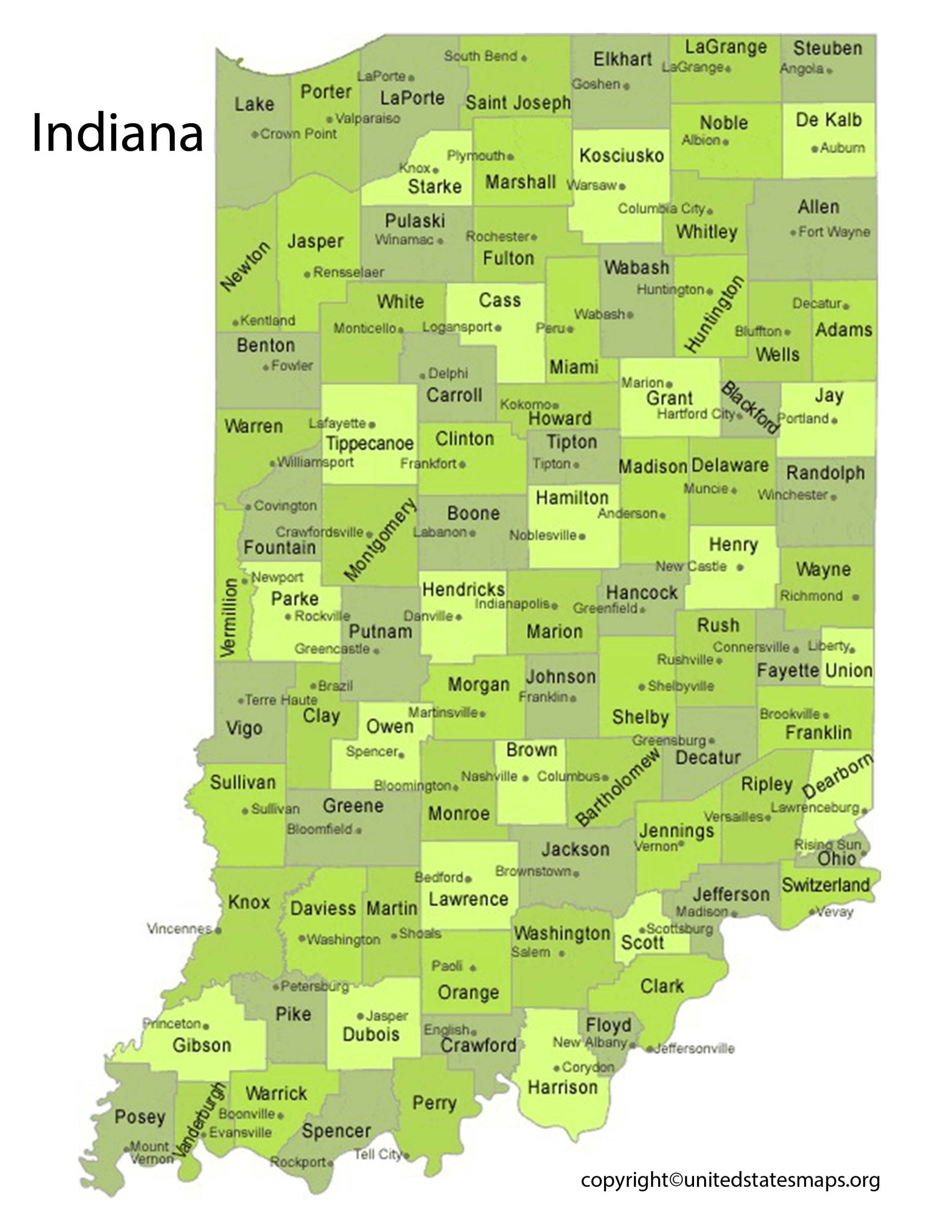 Indiana County Map | Map of Counties in Indiana