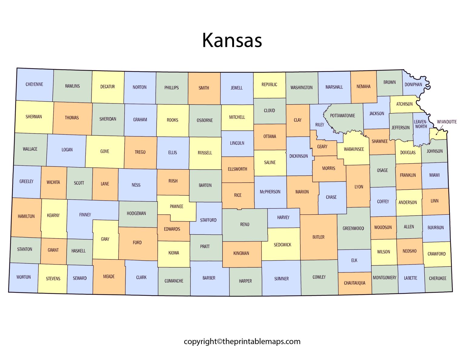 Kansas County Map | Map of Kansas Counties with Cities