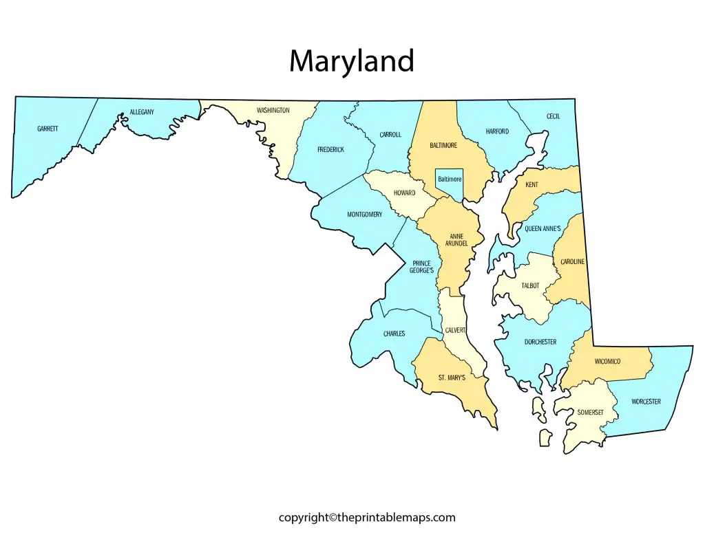 Map of Maryland Counties