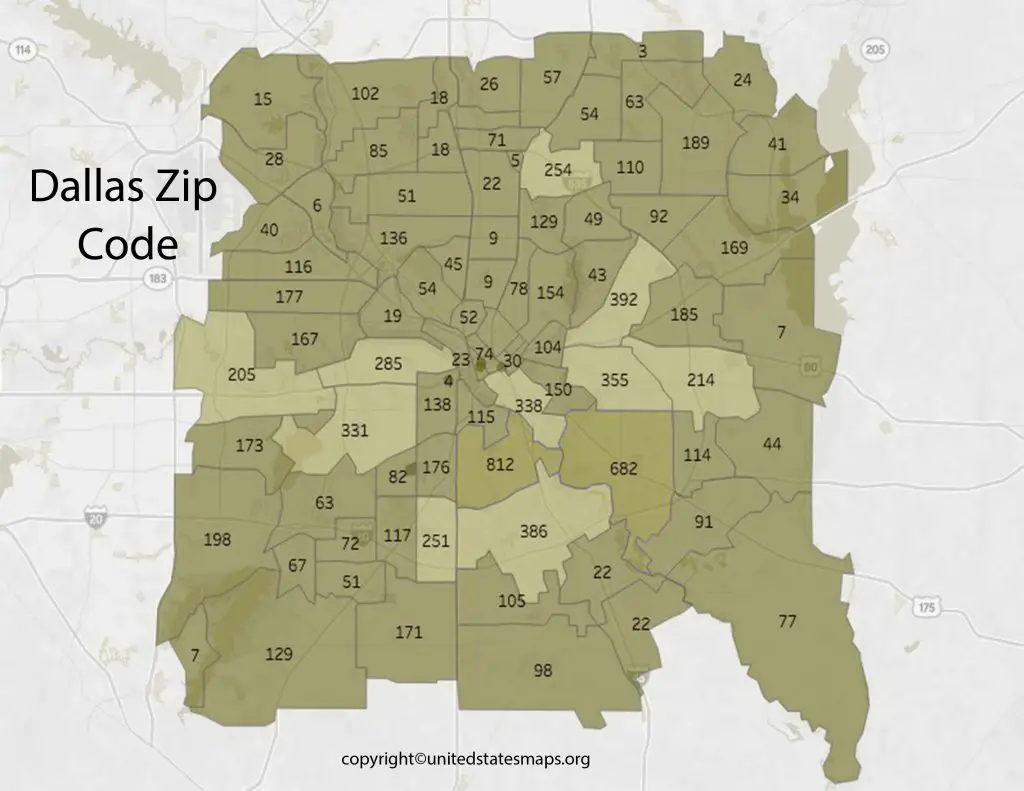 Map of Zip Codes in Dallas