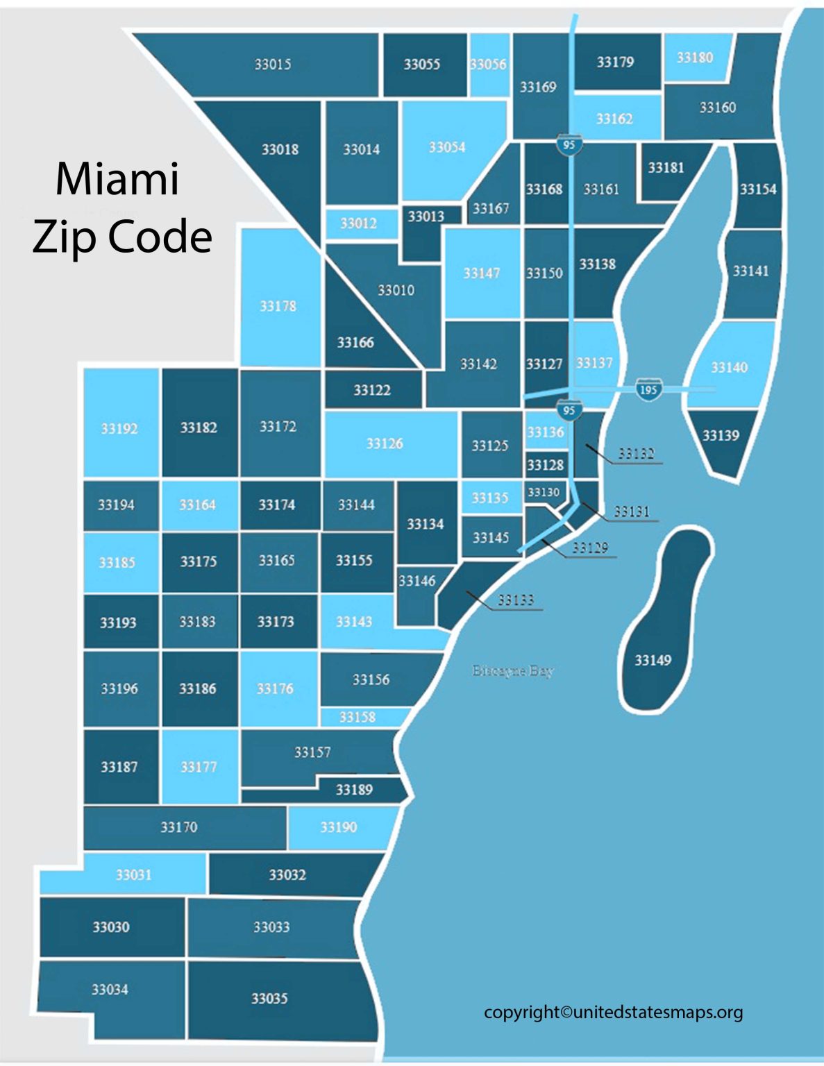 Miami Zip Code Map | Map of Zip Codes in Miami