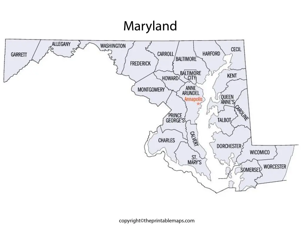 Maryland Map with Counties