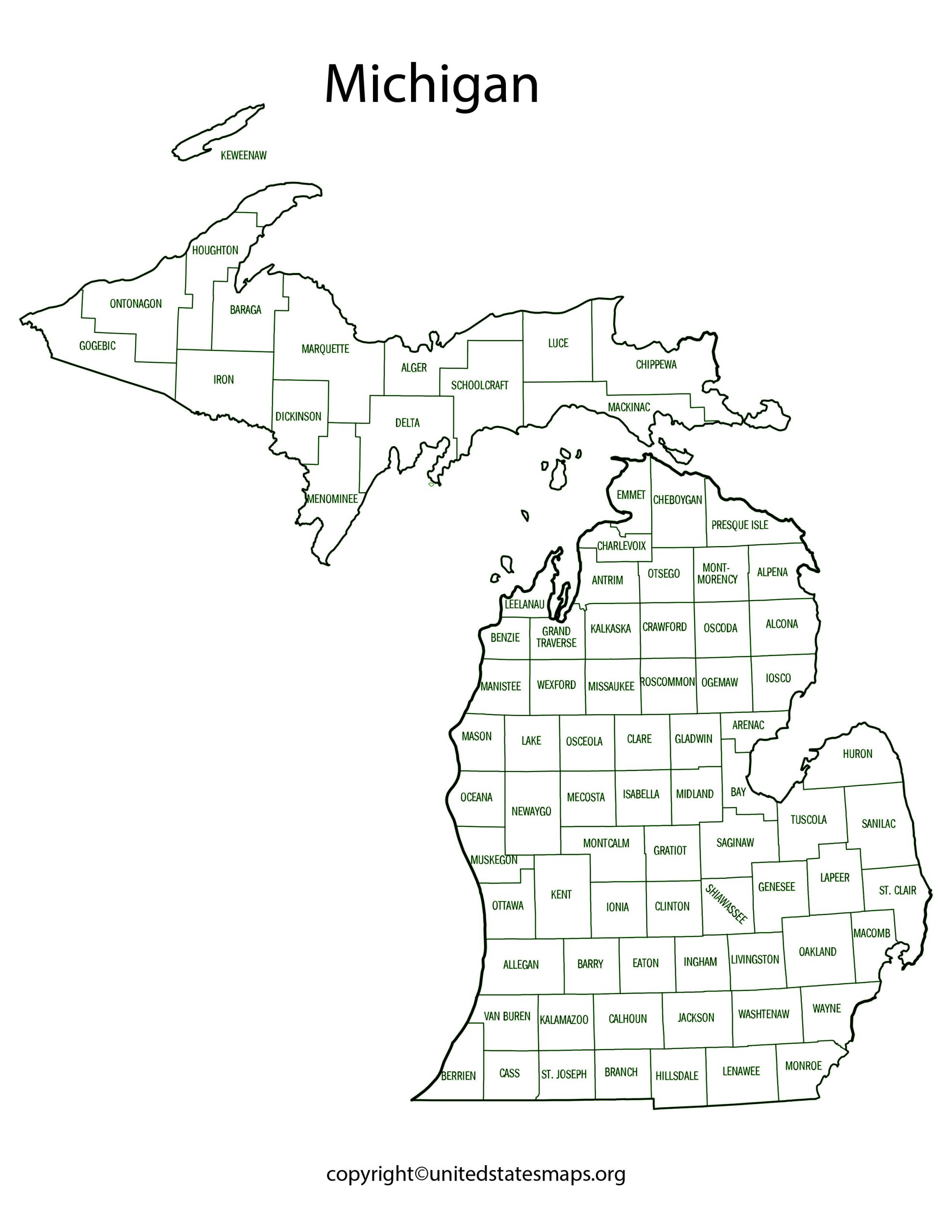 Michigan County Map | Map of Michigan Counties