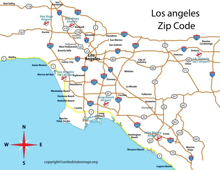 Los Angeles Zip Code Map Zip Code Map of Los Angeles