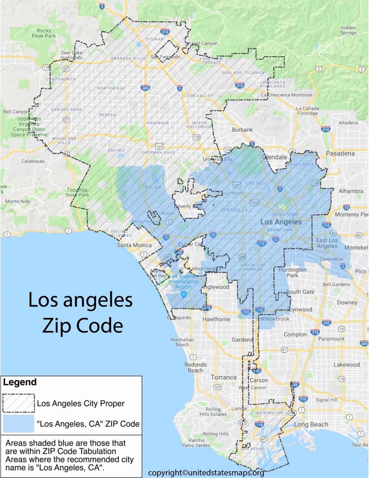 Los Angeles Zip Code Map Zip Code Map of Los Angeles