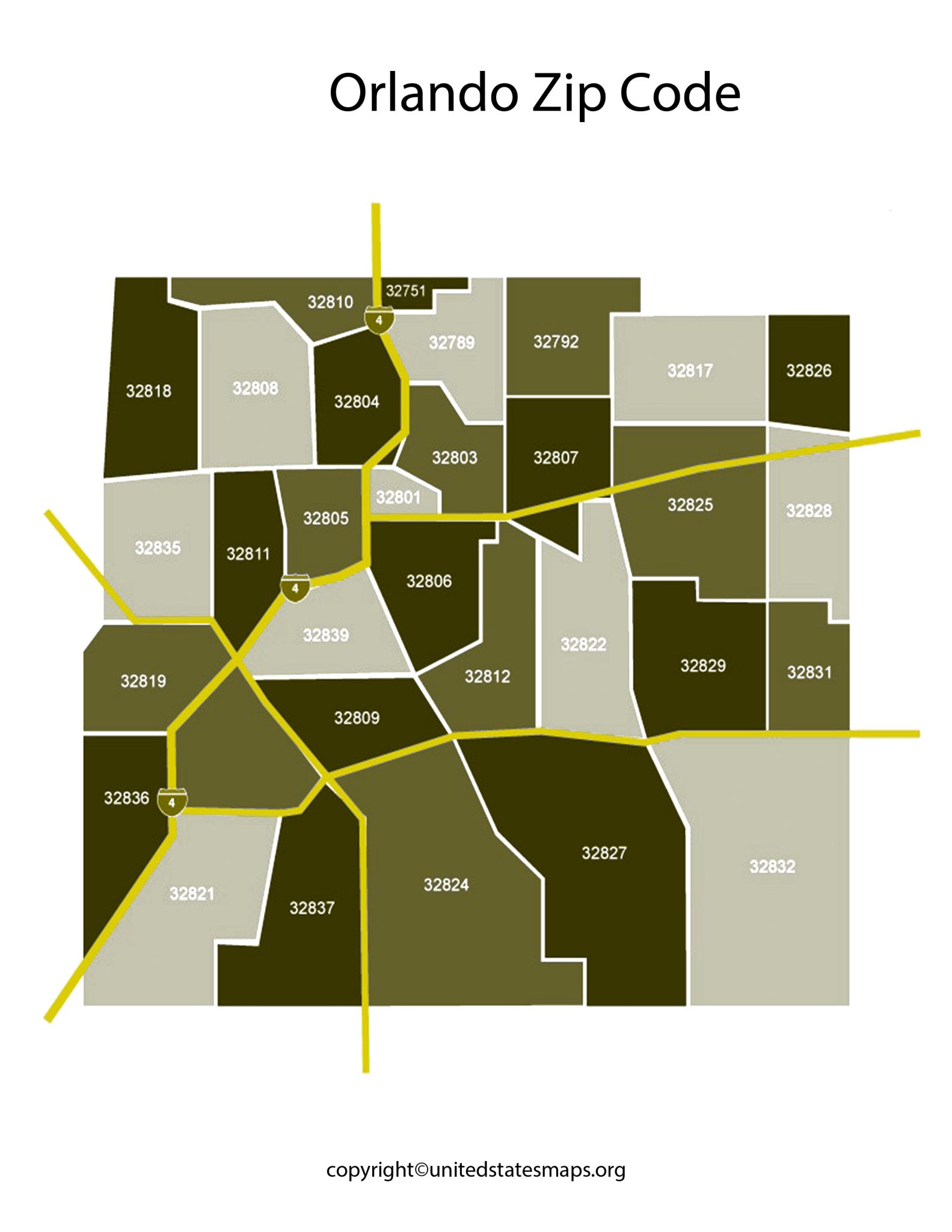 Orlando Zip Code Map Map of Zip Codes in Orlando