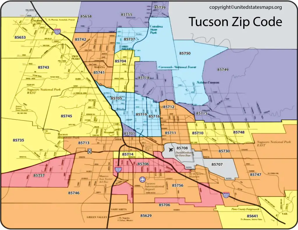 Zip Code Map of Tucson