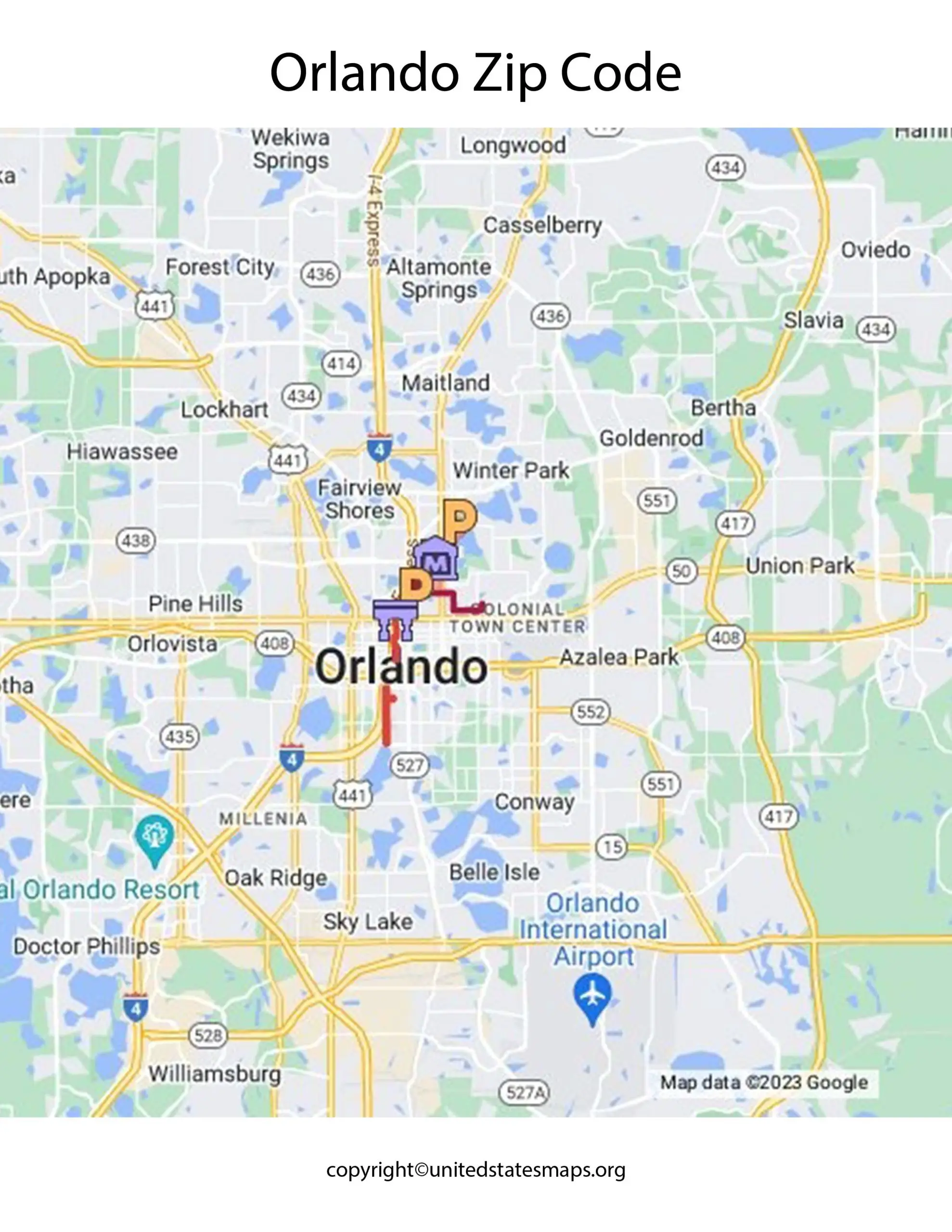 Orlando Zip Code Map Map of Zip Codes in Orlando