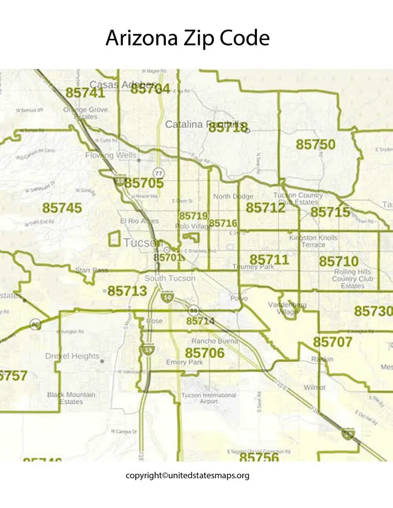 Arizona Zip Code Map | Map of Arizona by Zip Code