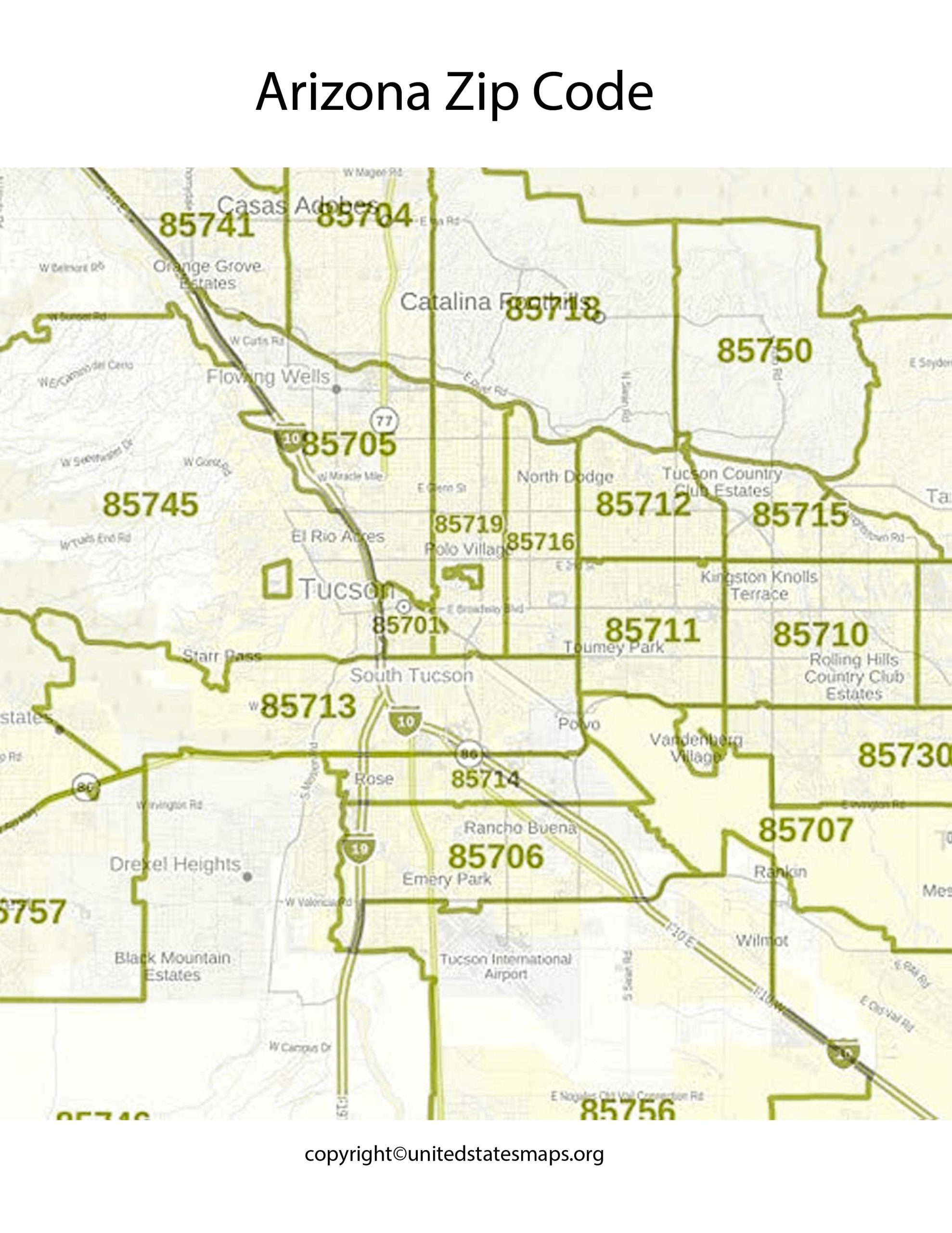 Arizona Zip Code Map Map Of Arizona By Zip Code 4260