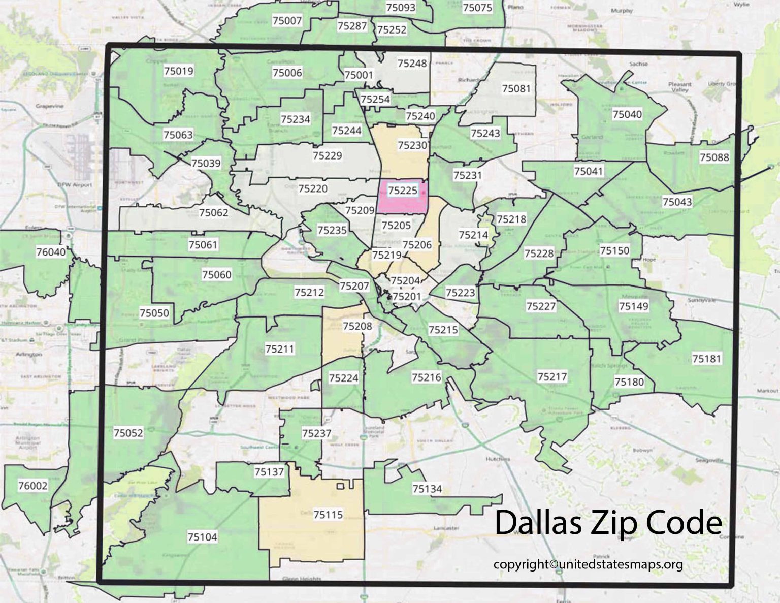 Dallas Zip Code Map Map Of Dallas By Zip Code