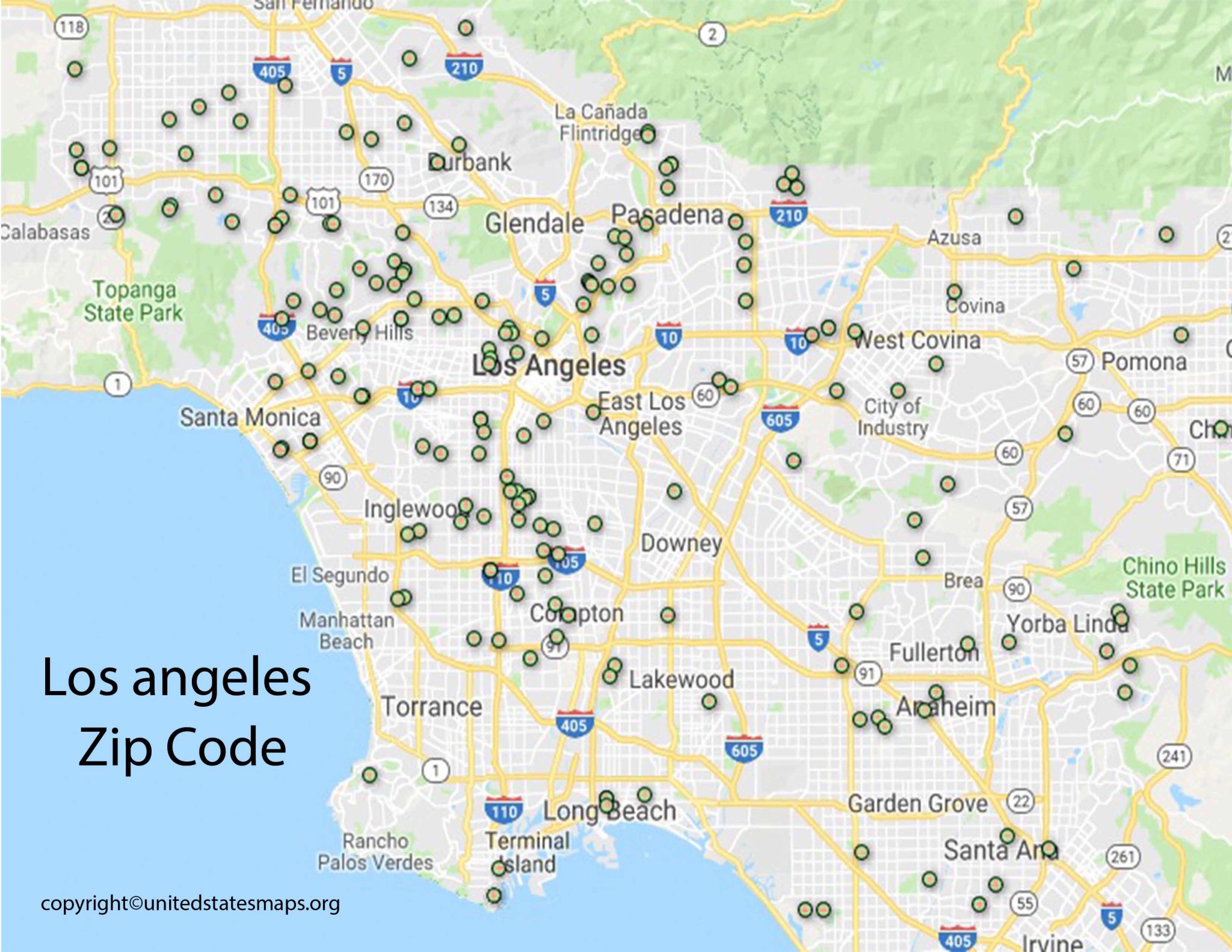 Los Angeles Zip Code Map Zip Code Map Of Los Angeles