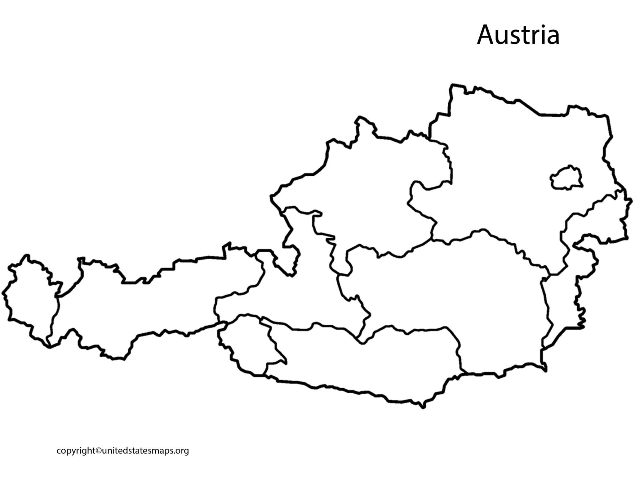 Blank Austria Map | Blank Outline Map of Austria