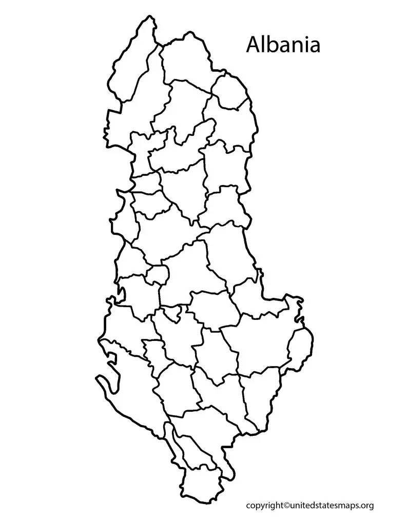 Blank Map of Albania