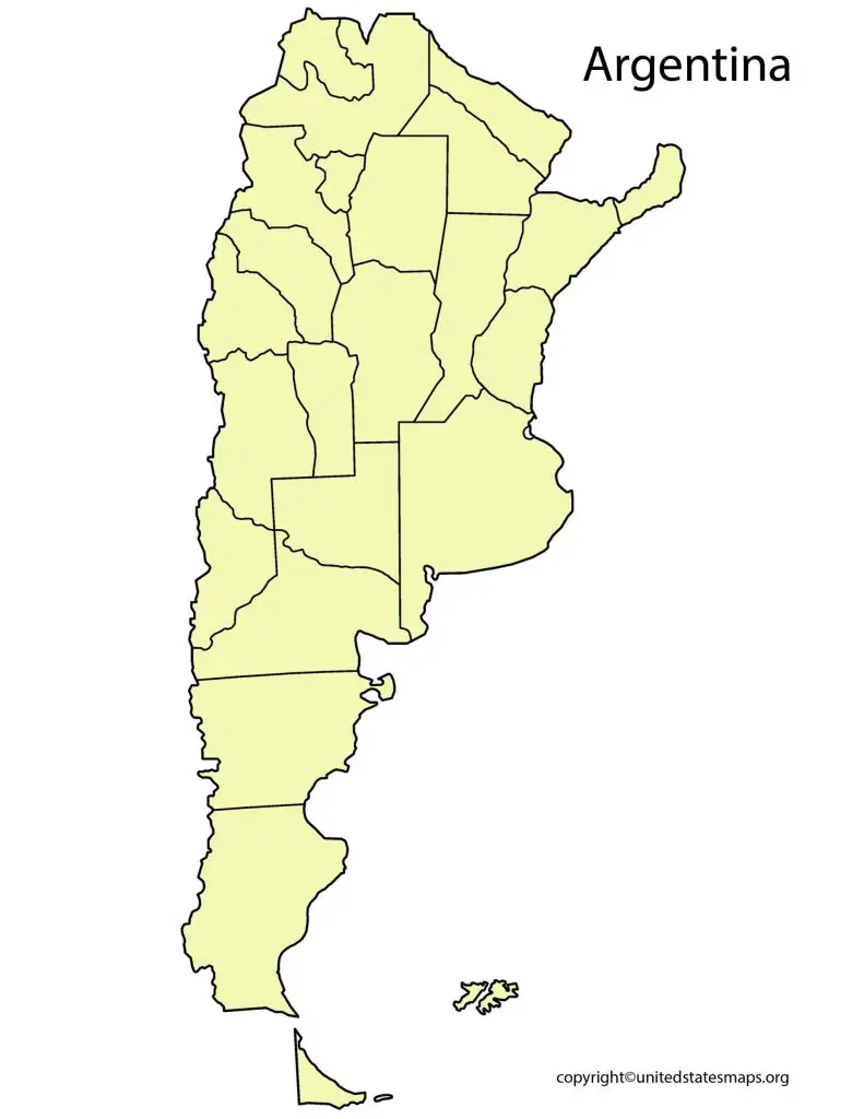 Blank Outline Map of Argentina