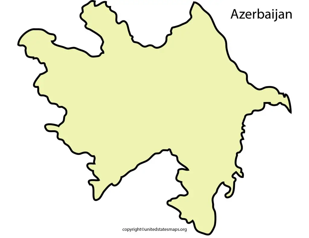 Blank Outline Map of Azerbaijan
