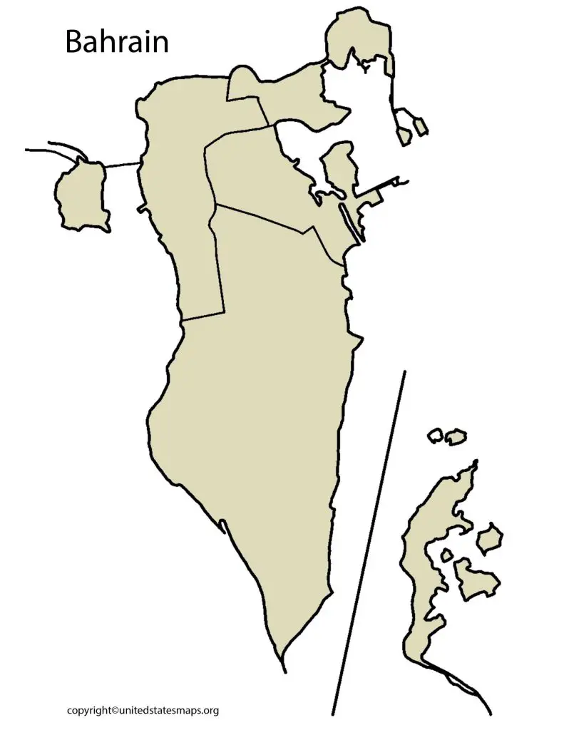 Blank Outline Map of Bahrain